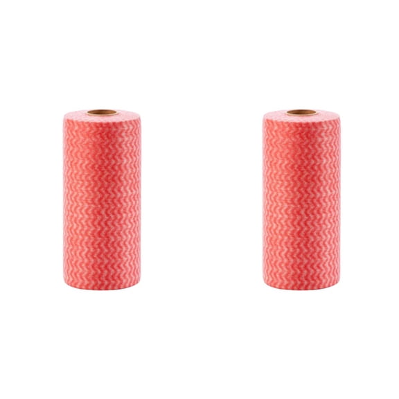 Reusable Paper Towels washable(2 Rolls /100pcs) Kitchen Paper Towels Multipurpose Fabric Non-Woven Kitchen Disposable Nonstick Wiping Rag House Cleaning Cloth Washcloth Towel (Red)