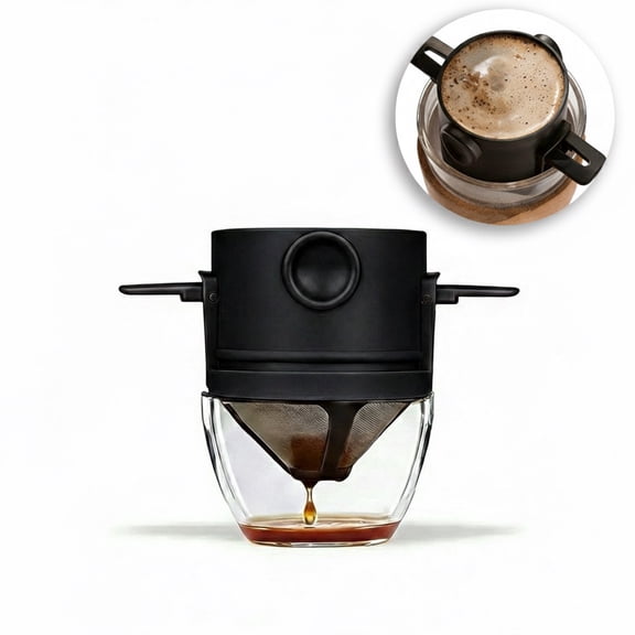 Reusable Paperless Coffee Filter, Foldable Stainless Steel Pour Over Coffee Dripper, Portable Double-Layer Mesh Coffee Strainer for Travel, Camping, Office, and Home, Universal Fit for Mugs and Cups