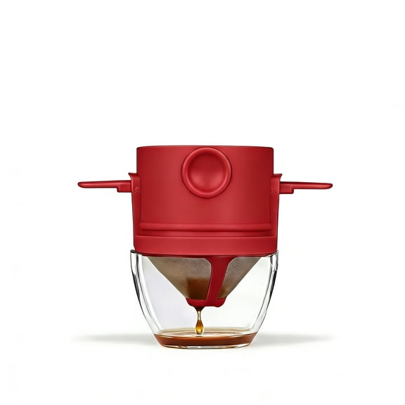 Reusable Paperless Coffee Filter, Foldable Stainless Steel Pour Over Coffee Dripper, Portable Double-Layer Mesh Coffee Strainer for Travel, Camping, Office, and Home, Universal Fit for Mugs and Cups