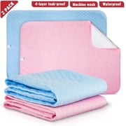 Reusable Pee Pads for Incontinence, Bed Waterproof Mattress Protector Underpad, Washable, Large 35x27 , for Baby, Infant, Toddlers, Adults, Elderly Puppy Training, Dogs, Pet 2 Pack