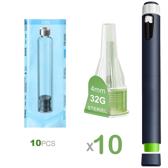 Reusable Pen, Portable 80 Units Pen, Includes 10 pcs accessories, 10  pcs 3ml bottles