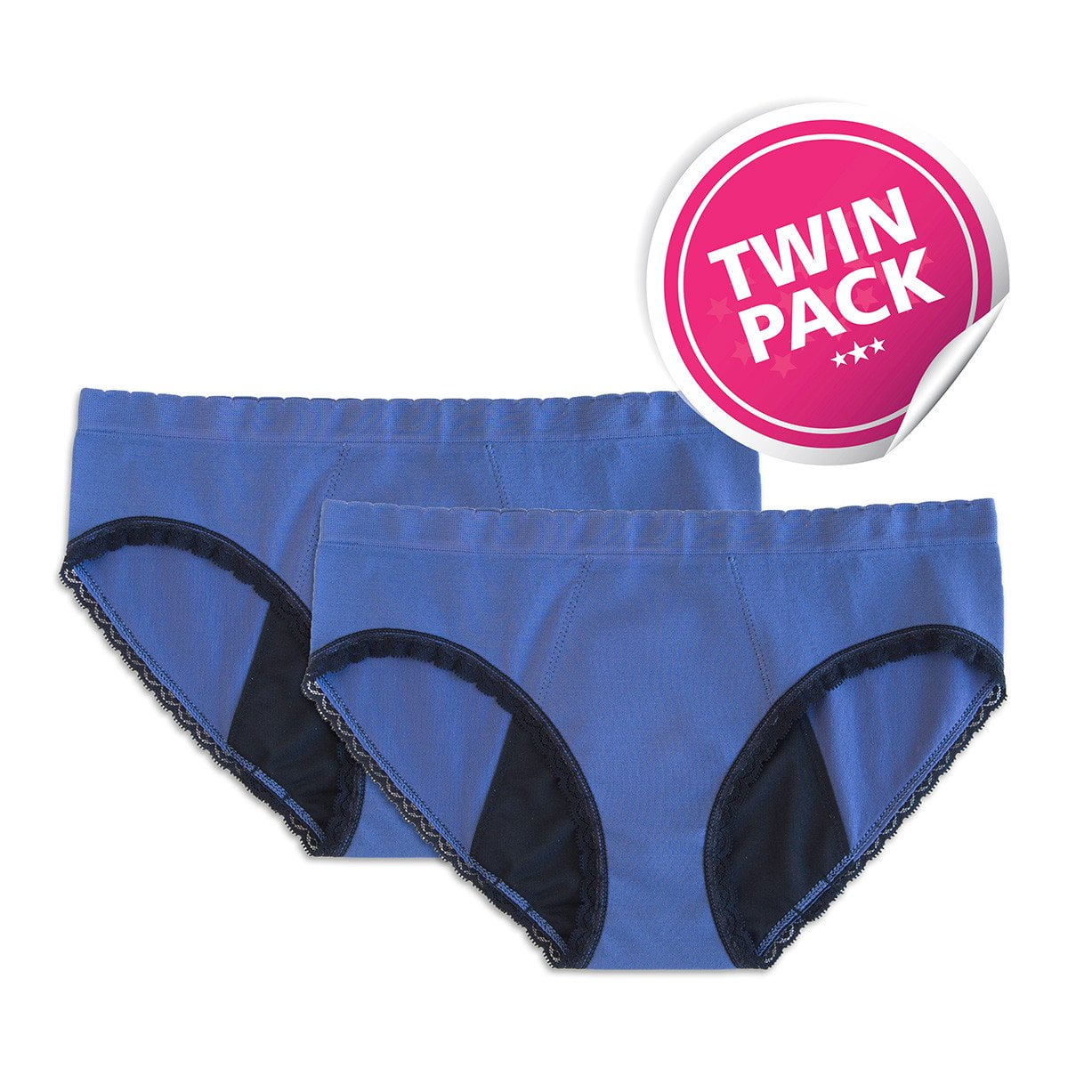 StainFree Reusable Period Panty - 2 Pack Blue Hipster (XS