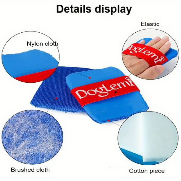 Reusable Pet Hair Remover Mitt – 1pc Blue Handheld Fur Lint Brush Glove, Nylon & Cotton Cleaning Tool for Dogs, Cats, Furniture, Clothing, Bedding & Car Seats