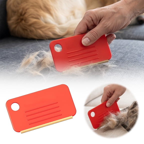Reusable Pet Hair Remover Scraper Smooth Copper Edge Eco-Friendly Lint Removal Comb for Clearing Dog Cat on Sofas Carpets Car Seats Fabrics(Orange-12cm)