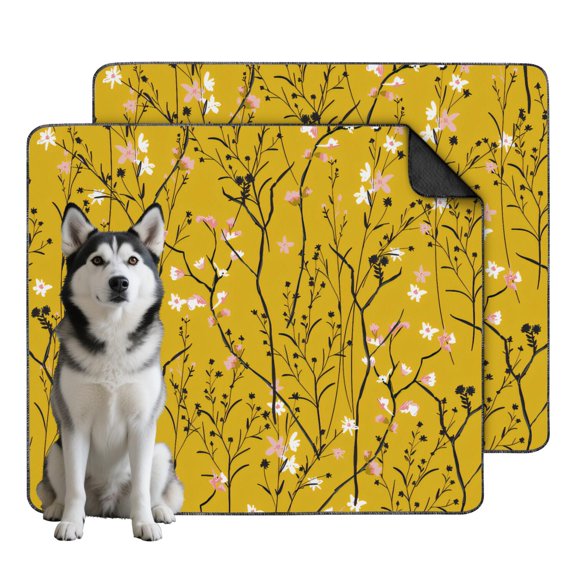 Reusable Pet Pee Pads Tropical Design, Machine Washable Non-Skid Pad for Senior Dog Care and Tile Floors (Hawaiian plant patterns, 35" x41")