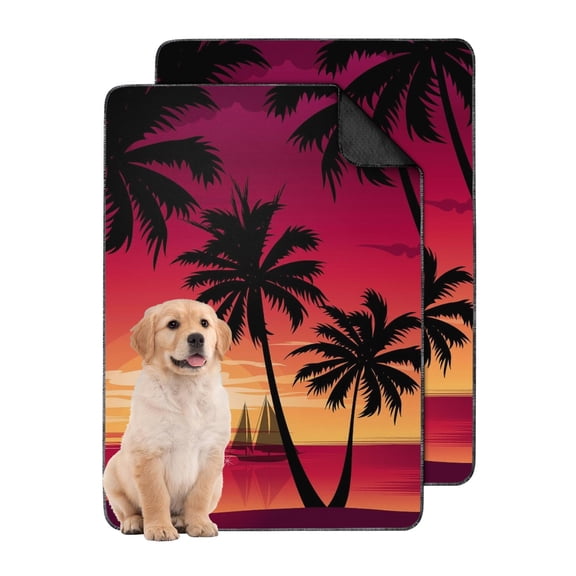 Reusable Pet Pee Pads Tropical Print, Washable Absorbent Pad with Secure Hold for Hard Surface Floor Protection (Hawaiian plant patterns, 24" x35")