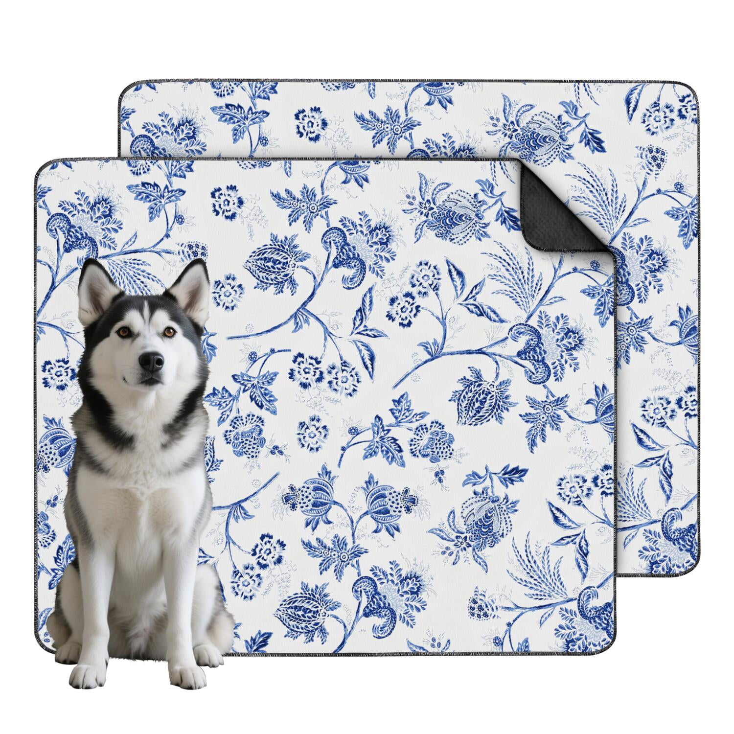 Reusable Pet Training Mats with Daisies, 2-Pack Washable Pads Featuring Multi-Layer Protection System and Quick-Absorb Technology