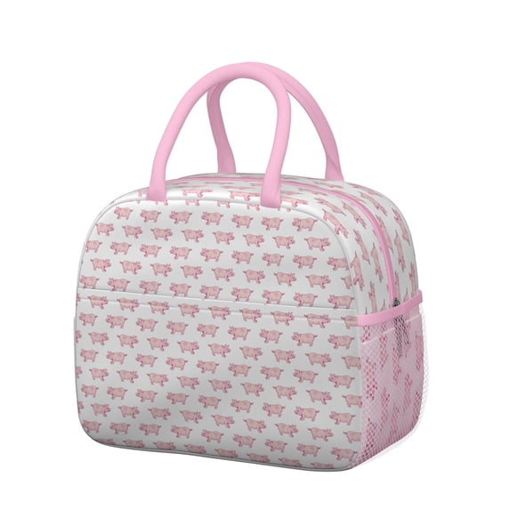 Reusable Pig Lnsulated Lunch Bag for Women & Men-Leakproof Water-Resistant Cooler Tote,Large Capacity(10.6x8.7x6.3in)for Work,Office,Travel,Picnic,Beach.