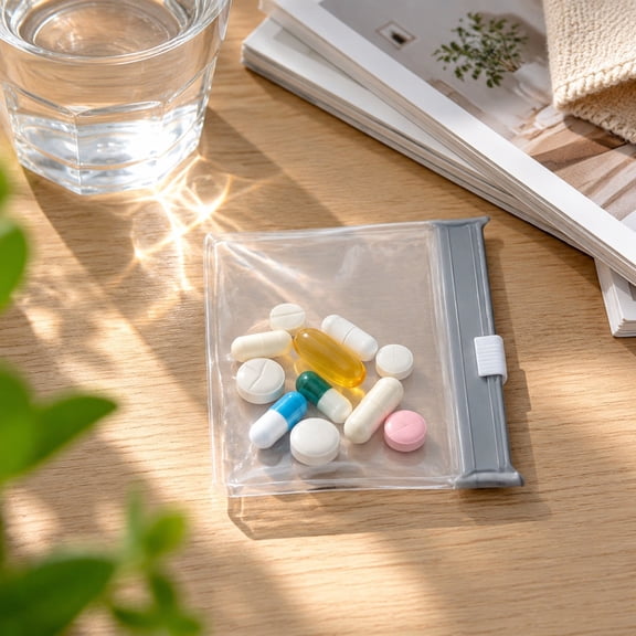 Reusable Pill Pouches for Travel, Color-Coded Daily Pill Organizer with Slide Lock Seal, Waterproof EVA Medication Bags for Vitamins, Supplements, Tablets, Capsules, Travel & Home