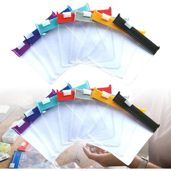 Reusable Pill Pouches for Travel, 2 Sets Waterproof EVA Medicine Bags with Color Coded Slide Lock Seal for Supplements, Daily Storage (k)