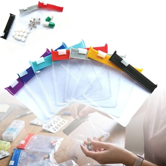 Reusable Pill Pouches for Travel: Color Coded Medicine Bags with Slide Lock Seal - Waterproof EVA Pill Pockets for Storage (3 Set)
