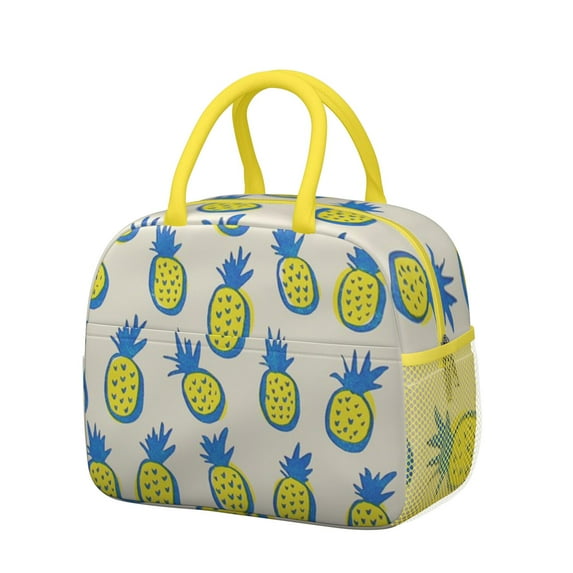 Reusable Pineapple Lnsulated Lunch Bag for Women & Men-Leakproof Water-Resistant Cooler Tote,Large Capacity(10.6x8.7x6.3in)for Work,Office,Travel,Picnic,Beach.
