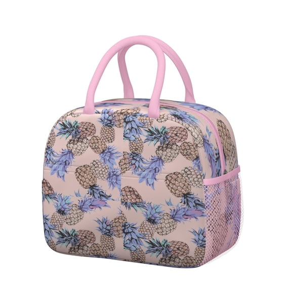 Reusable Pineapple Lnsulated Lunch Bag for Women & Men-Leakproof Water-Resistant Cooler Tote,Large Capacity(10.6x8.7x6.3in)for Work,Office,Travel,Picnic,Beach.