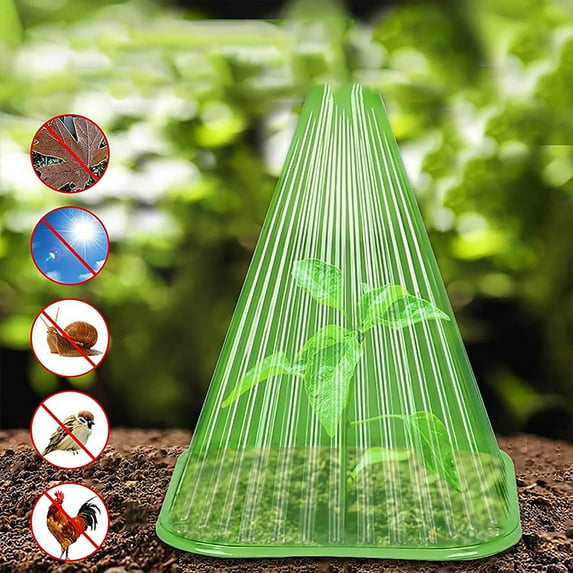 Reusable Plant Cloches 30 Pack - 9.44" H x 8.07" D Plastic Bell Covers for Outdoor Plants, Protection from Snails, Chickens, Frost & Harsh Weather (Green)