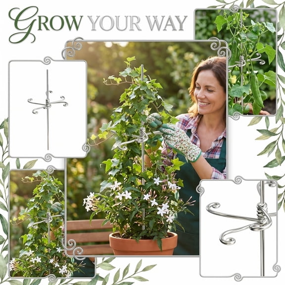Reusable Plant Stem Support Rings, Plastic Climbers Stakes for Indoor Leaf Flower Houseplants