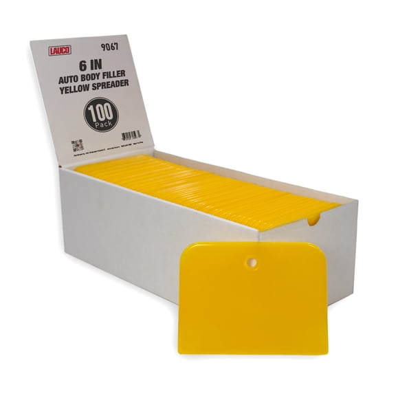 Reusable Plastic Auto Body Filler Yellow Spreaders - Sizes 4"; 5"; 6"