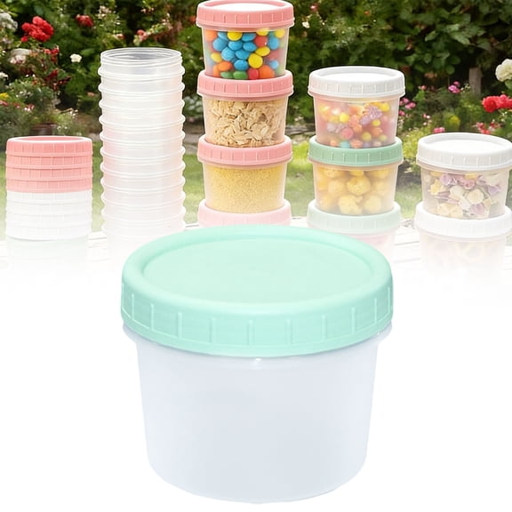 Reusable Plastic Containers with Lids, Airtight Food Storage Jars - Microwave, Dishwasher & Freezer Safe, BPA/Phthalate-Free Food-Grade Plastic, Stackable for Leftovers (8×6.5×6.4cm)