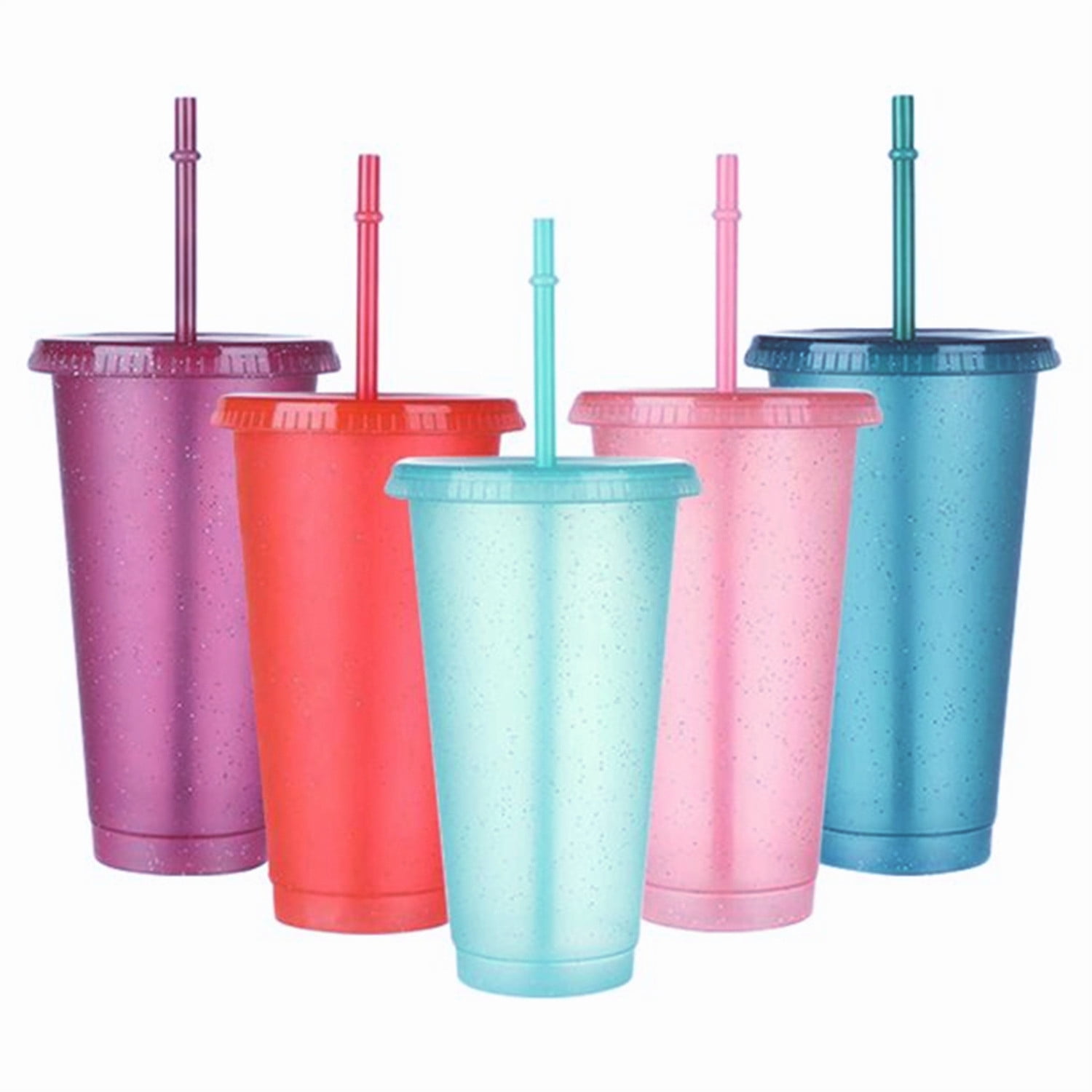 Reusable Plastic Cup,Casewin 5 Pcs Drink Tumblers Coloured Acrylic