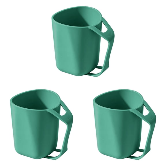 Reusable Plastic Cup, Unbreakable Drinking Mugs, Plastic Coffee Mugs with Handles, Durable Drinking Cups for Home, Office, Camping, Dishwasher and Microwave Safe, 3 Pcs, 3.34x3.14x3.93"