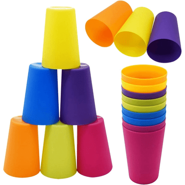 Reusable Plastic Cups, 12PCS Small Plastic Cups for Kids ,Unbreakable Water Drinking Cup, 5.6 oz Hard Plastic Cups, Kids Drinking Cups for Outdoor Parties Camping(Mix Color)