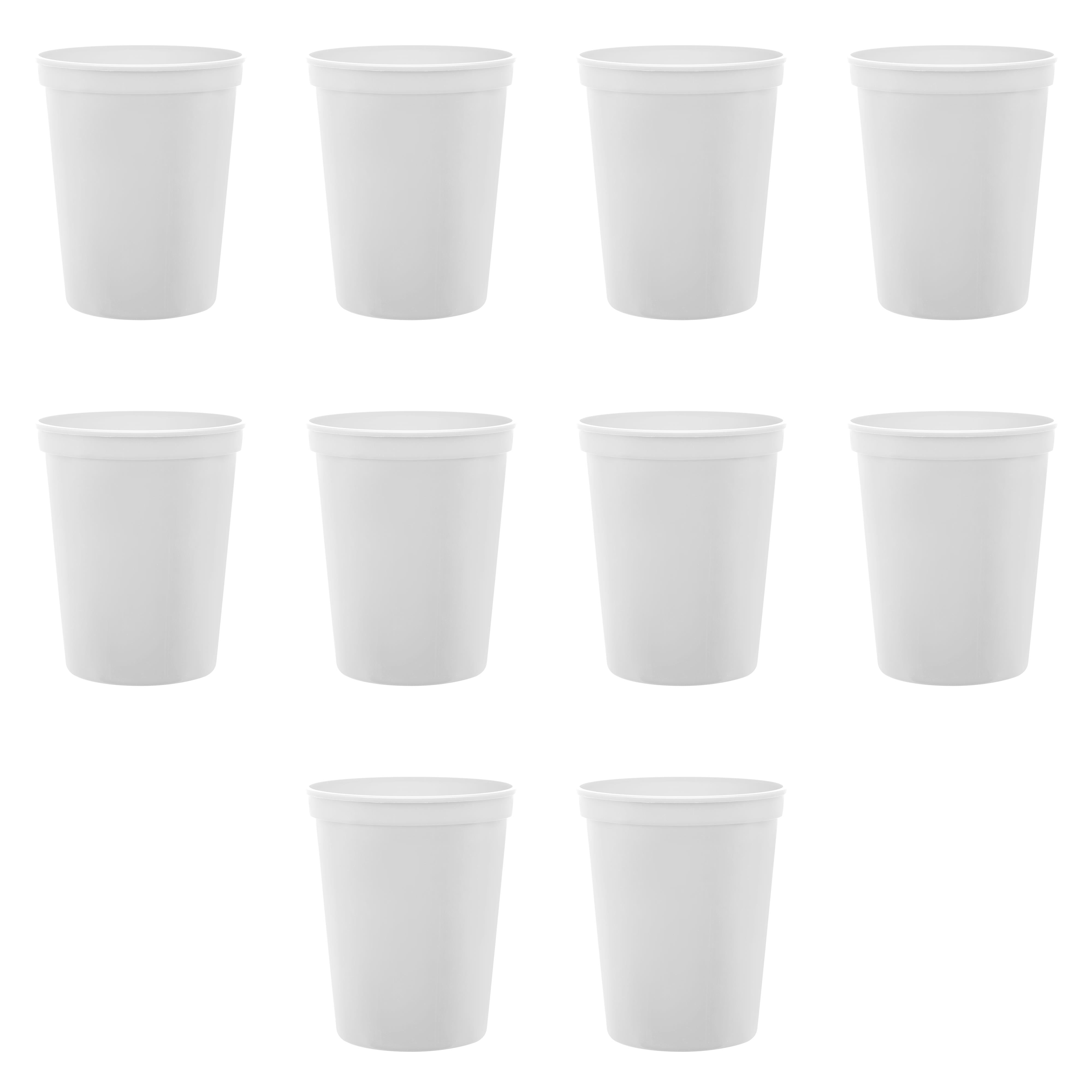 16 oz-Reusable White Plastic Cups