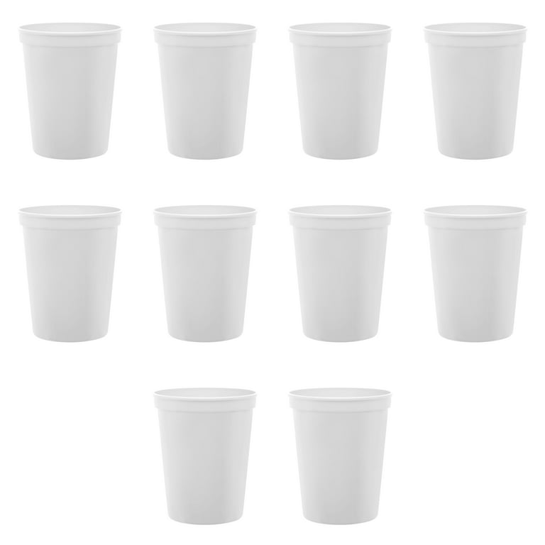 Black Stadium Cups, Reusable Plastic Party Tumblers (16 oz, 16 Pack)