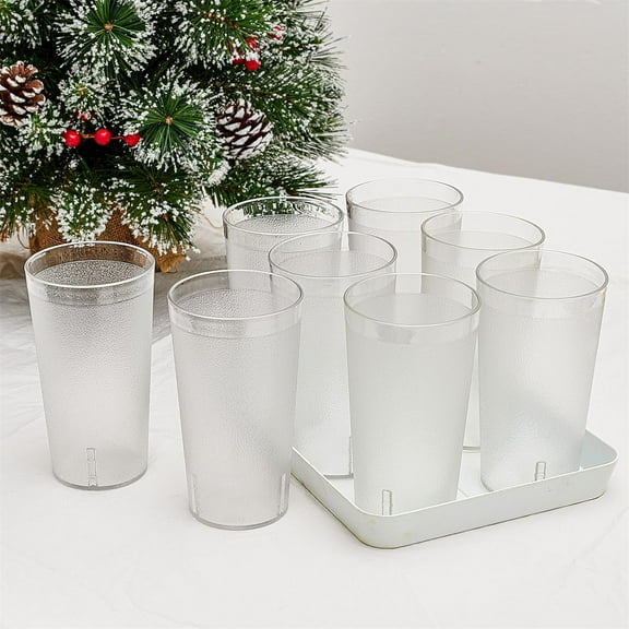 Reusable Plastic Cups,8 Pcs Plastic Water Cups,Clear Plastic Tumblers,Stackable Restaurant Cups,Water Cups for Milk,Tea,Wine