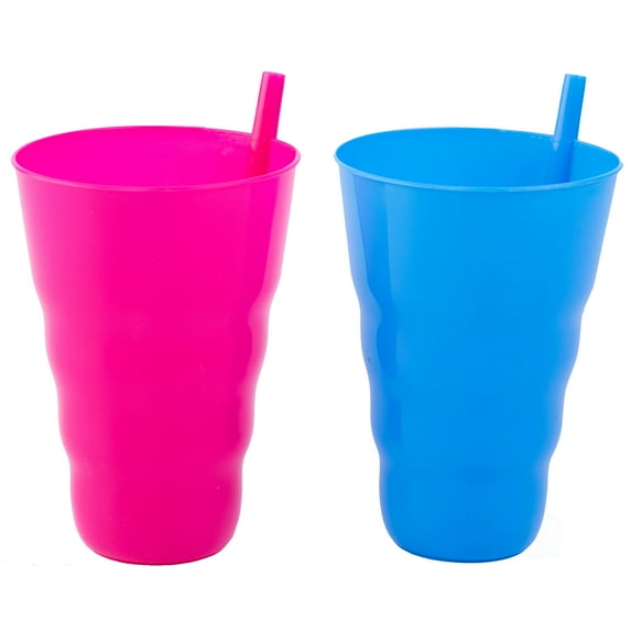 Reusable Plastic Cups with Straw