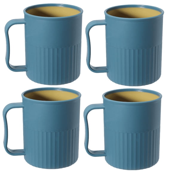 Reusable Plastic Drinking Cup with Handle, BPA Free Microwave & Dishwasher Safe Food Grade PP Coffee & Milk Mug Set of 4