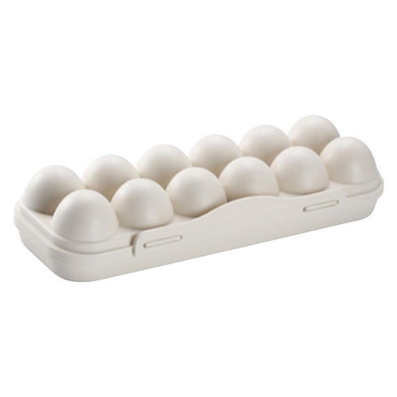 Reusable Egg Carton with Lid 12 Cells Khaki-Reusable Egg Carton With Lid 12 Grid Stackable Fridge Egg Holder Tray For Kitchen Restaurant & Camping Storage 1pc