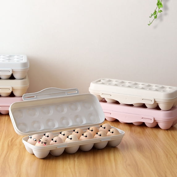 Reusable Plastic Egg Carton with Lid 12 Grid Stackable Fridge Egg Holder Tray for Kitchen Restaurant & Camping Storage 1Pc 30X11X6.5cm Home Decor