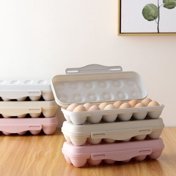 Reusable Plastic Egg Carton with Lid 12 Grid Stackable Fridge Egg Holder Tray for Kitchen Restaurant & Camping Storage 1Pc 30X11X6.5cm Home Decor