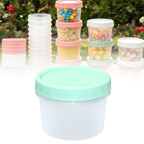 Reusable Plastic Food Storage Containers with Airtight Lids, 120ml/160ml/200ml Small Jars for Overnight Oats, Snacks, Deli, Ice Cream, Push Pop Containers, Microwave & Freezer Safe