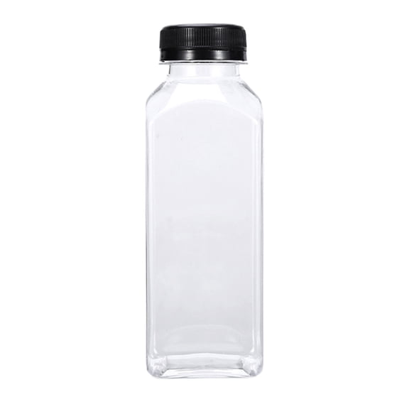 Reusable Plastic Juice Bottle with Lid, Clear 350ml Beverage Container for Water, Tea, Milk, Fridge Storage