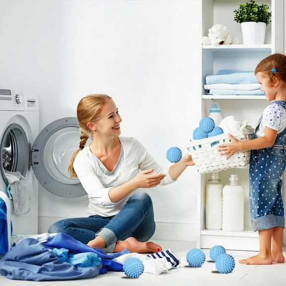 Reusable Plastic Laundry Dryer Balls, Fabric Softener Alternative Reduces Wrinkles Static