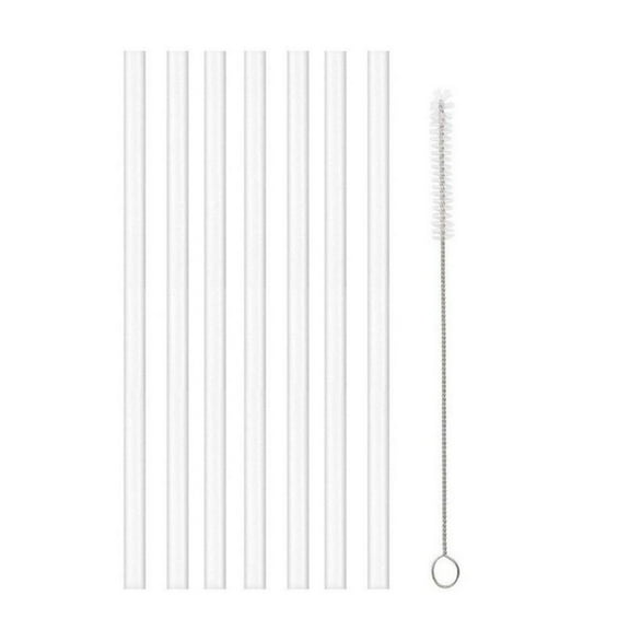 Reusable Plastic Straw Set, 6 Straws + Cleaning Brush, 11.85in, BPA-Free, Tumbler Compatible