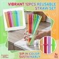 thumbnail image 1 of Reusable Plastic Straws with Rings 12 Pack Set, Hard Drinking Straws Replacements for Tumbler Mugs, Colorful Everyday Beverage Straws Combo for Party Home Kitchen, 1 of 6