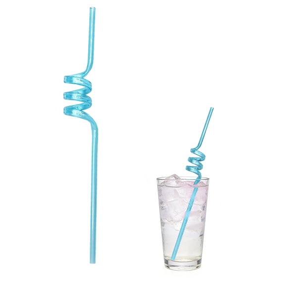 Reusable Plastic Straws, Straws Plastic Drinking, 12inTwisted Coil, Reusable Straws, Straws Reusable, AccessoriesforBeverages, Light Blue, 1 Pc