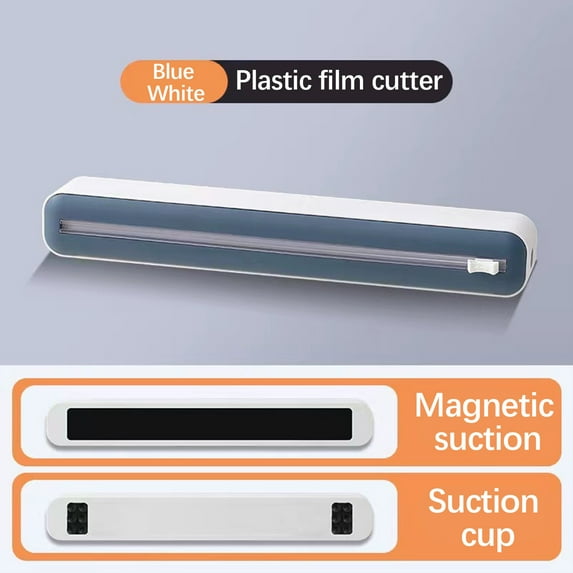 Reusable Plastic Wrap Dispenser with Cutter | Magnetic Adjustable Cling Film Cutter for Kitchen | Household Suction Cup Food Wrap Dispenser for Foil & Parchment Paper