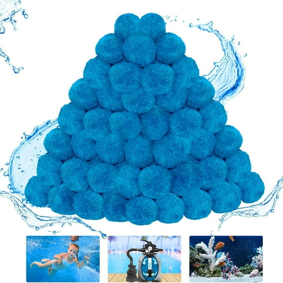 Reusable Pool Filter Balls, Eco Friendly Blue Pool Filter Media, Sand Filter Alternative for Swimming Pool Clear Filtration Systems Long Lasting Eco Filtration, 1.1LB