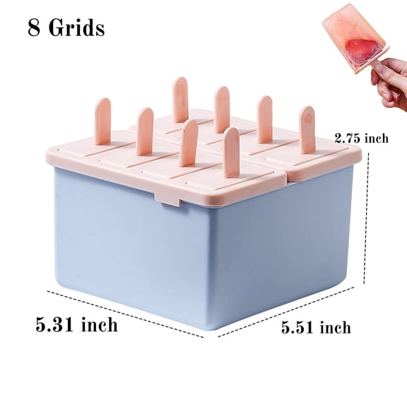 Reusable Popsicle Molds 8 Grids Ice Pop Molds Easy Release Ice Pop Maker Ice Cream Mould Frozen Popsicle Yogurt Molds,Pink