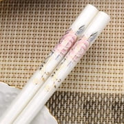 Reusable Porcelain Chopsticks Dishwasher Safe 2 Pairs Chinese Chopsticks, Fancy Chopstick Set Bone China Gift White 2