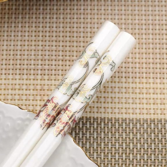 Yardley London White High-Strength Bone China Dishwasher Safe Chopsticks (2 Pairs)