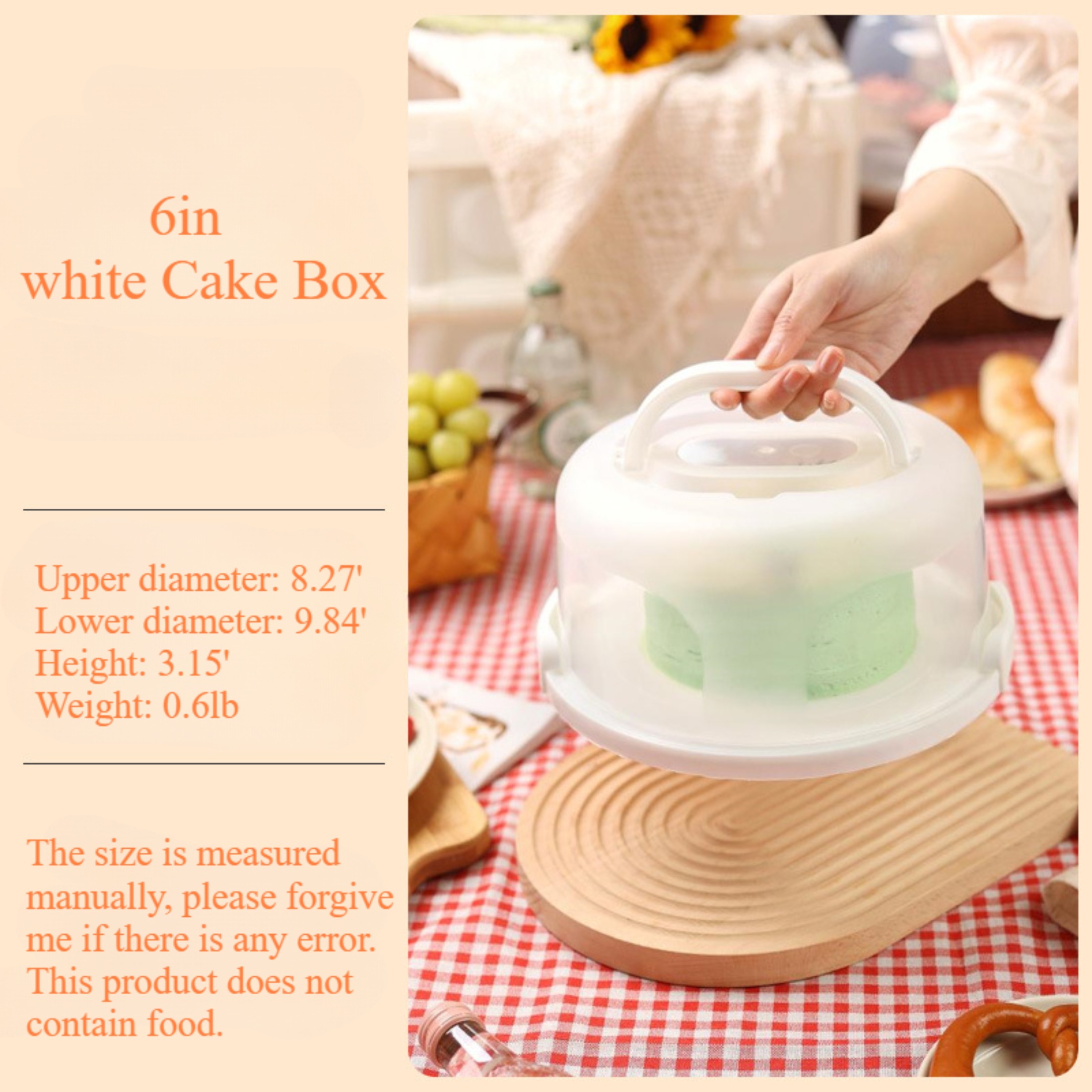 Reusable Portable Transparent Cake Box with Non-slip Tray and Safety ...
