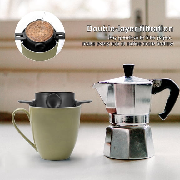 Reusable Pour Over Coffee Filter,Portable Stainless Steel Dripper,Coffee Accessories,Single Serve 1-2 Cup Maker,3.7 Inch for Travel Camping OfficeBlack