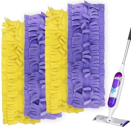 Home Times Reusable Power Mop Refill Pads Compatible with Swiffer PowerMop, Washable Microfiber Spray Mop Pads, 2 Yellow 2 Purple
