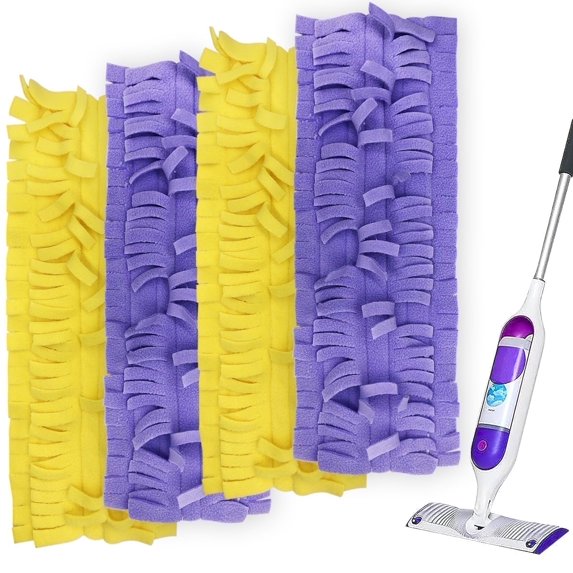 FREEGRIN Reusable Power Mop Refill Pads for Swiffer PowerMop, Yellow and Purple Microfiber