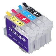 Reusable Printer Inkjet Cartridges Set BK C M Y 4-Pack Combo, Permanent Chip Printing Ink Supply for Documents and Photos 9.00x7.00x6.00 inches / 22.8x17.8x15.2 cm
