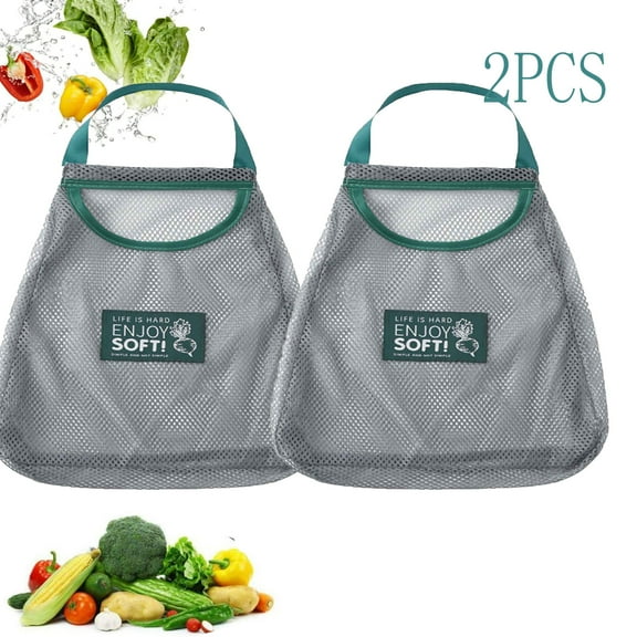 Reusable Produce Bags,Hanging Mesh Storage Bags,Reusable Kitchen Fruit Vegetable Garlic Onion Hanging Storage Breathable Mesh Bags Kitchen Organizer Potatoes Tomatoes Storage Bags