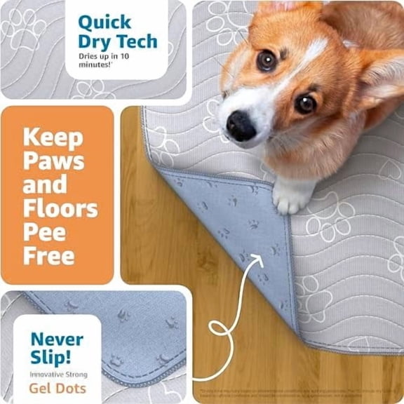 ® Reusable Puppy Pad – Waterproof, Extra-Absorbent, Washable Pee Pad for Dog Training, Whelping, & More – Protect Your Floors & Pet with Quick-Drying Potty Pad (Paws & Hearts, Small 18"x24")